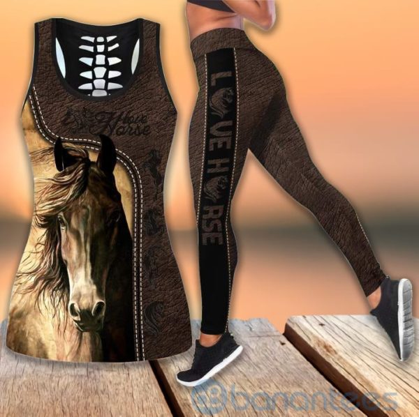 Amazing Love Horse Hollow Tank And Legging Outfit Product Photo