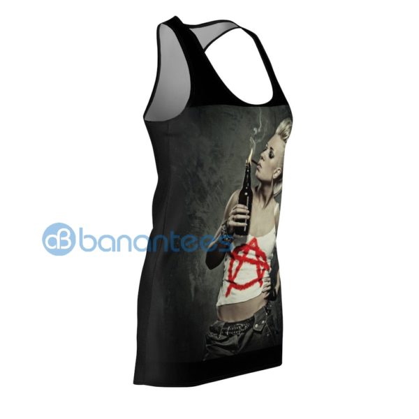 Anarchy Chick With Wine Bottle Black Racerback Dress For Women Product Photo