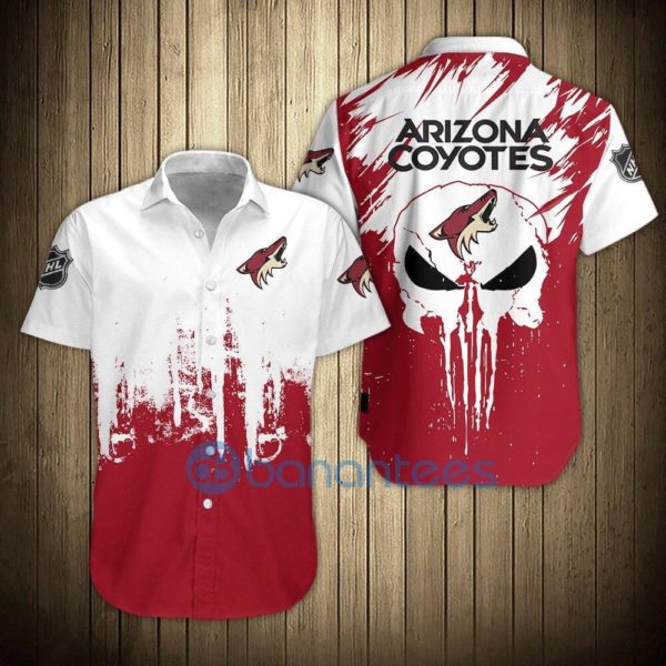Arizona Coyotes Shirts Skull Short Sleeve Hawaiian Shirt Product Photo