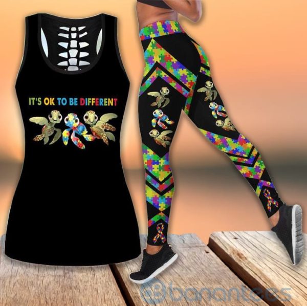 Autism Turtle It's Ok To Be Different Tank Top Legging Set Outfit Product Photo