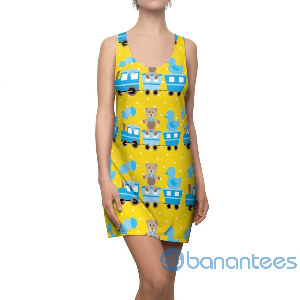 Baby Bear Train And Duck All Over Print Racerback Dress For Women