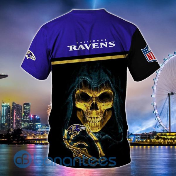 Baltimore Ravens Hand Skull Full Print 3D T Shirt Product Photo