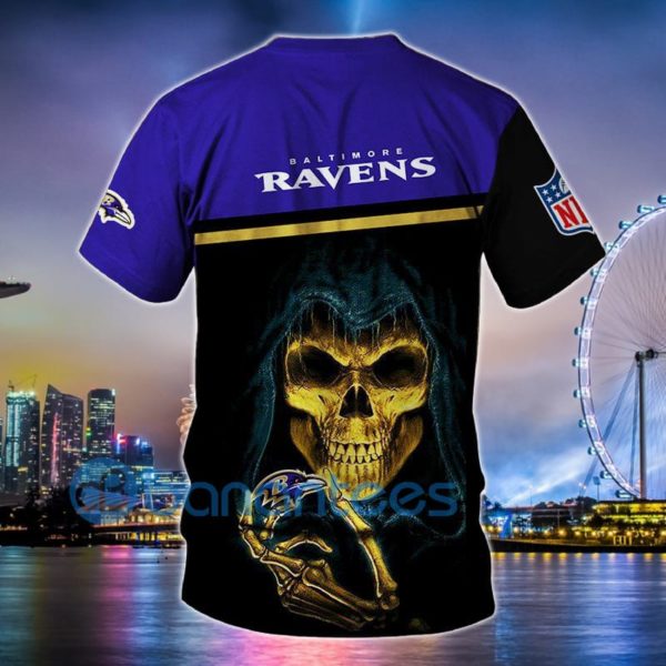 Baltimore Ravens Tee Shirts Hand Skull 3D T Shirt Short Sleeves Product Photo
