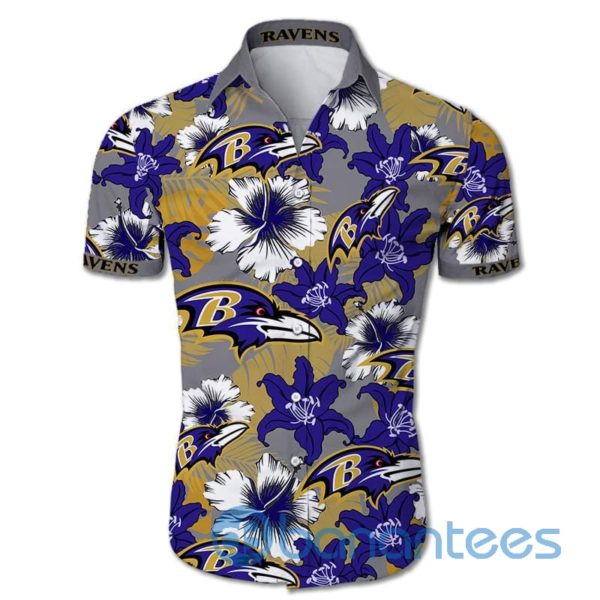 Baltimore Ravens Tropical Flower Short Sleeves Hawaiian Shirt Product Photo