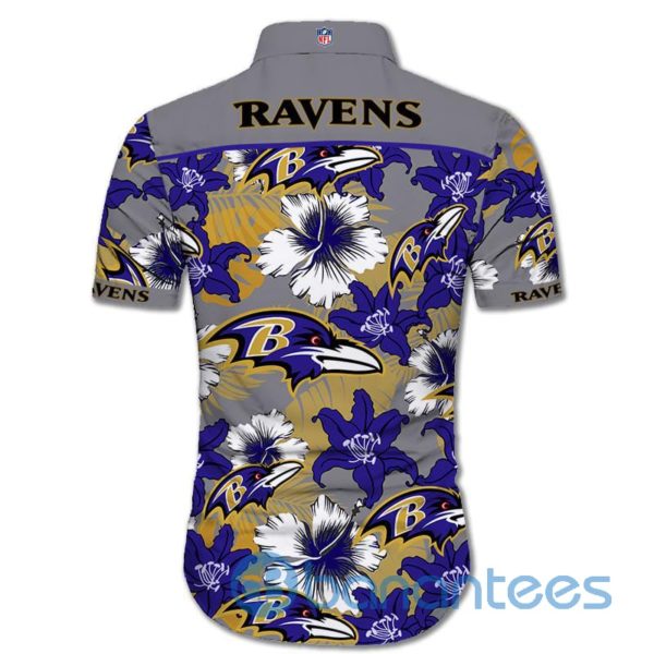 Baltimore Ravens Tropical Flower Short Sleeves Hawaiian Shirt Product Photo