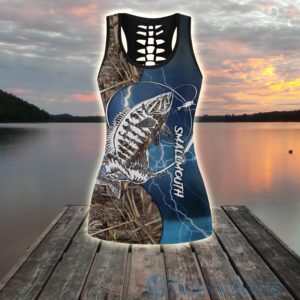 Bass Fishing Tattoo Blue Tank Top Legging Set Outfit Product Photo
