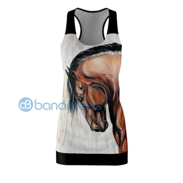 Bay Dressage Horse Racerback Dress For Women Product Photo
