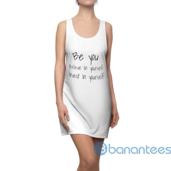 Be You Believe In Yourself White Racerback Dress For Women Product Photo