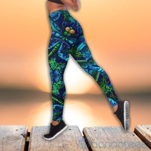 Beautiful Blue Dragonfly Tank Top Legging Set Outfit Product Photo