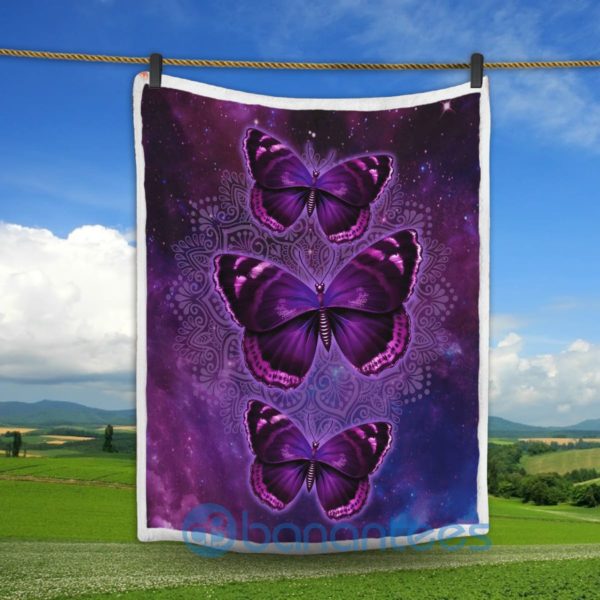 Beautiful Butterflies And Mandala Pattern Sherpa Blanket Product Photo