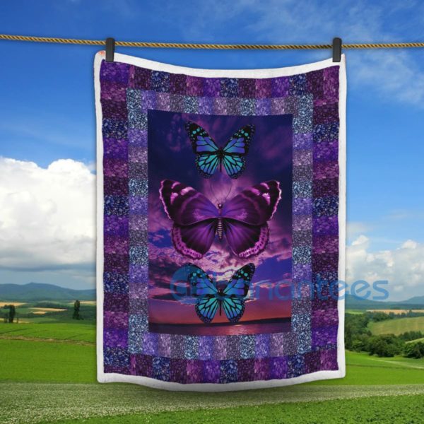 Beautiful Butterflies Magical Sky Sherpa Blanket Product Photo