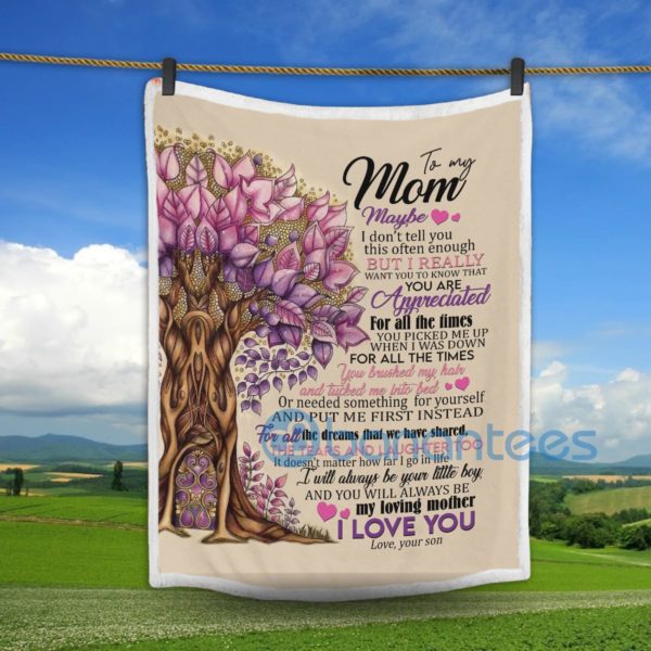 Big Tree To My Mom You'll Always Be My Loving Mother Sherpa Blanket Product Photo