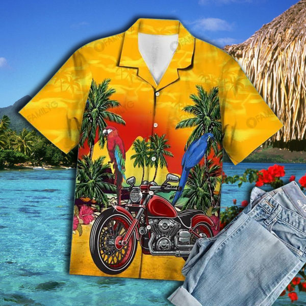 Biker Shirts Motorcycles Ride Summer Aloha Hawaiian Shirt Summer Hawaiian Product Photo