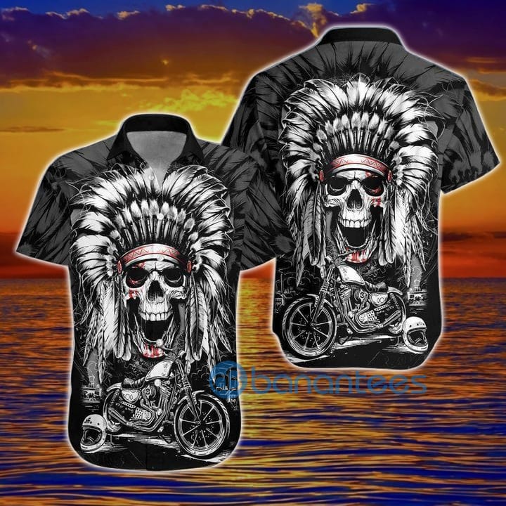 Biker Shirts Native American Skull Motorcycle Hawaiian Shirt Summer Hawaiian