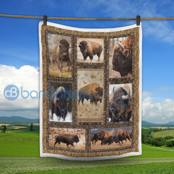 Bison Forest Design Sherpa Blanket Product Photo