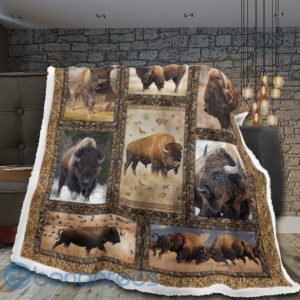 Bison Forest Design Sherpa Blanket Product Photo