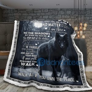 Black Wofl To My Son Never Feel That You Are Alone Sherpa Blanket Product Photo