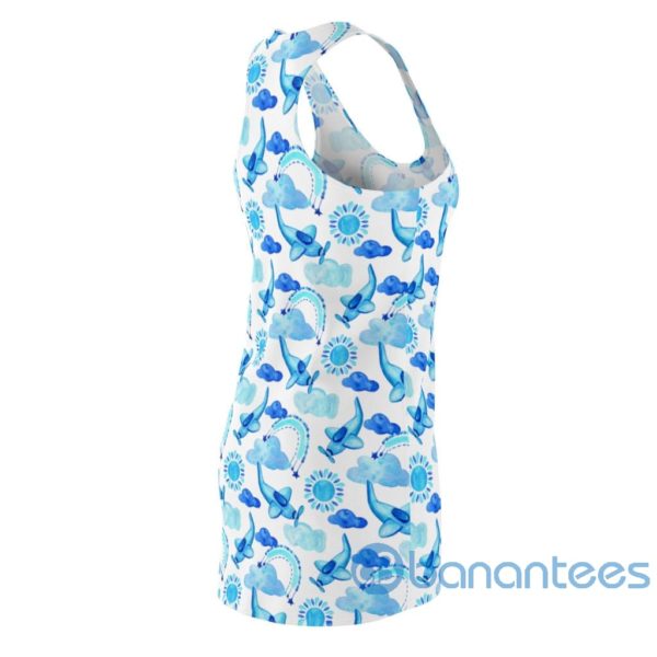 Blue Airplane Clouds Rainbow Sun Pattern Racerback Dress For Women Product Photo