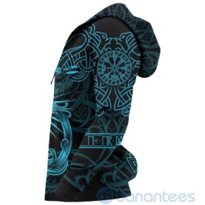Blue Nordic Warrior Viking Mjolnir Celtic Raven All Over Printed 3D Hoodie Product Photo