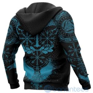 Blue Nordic Warrior Viking Oak Leaf Valknut Vegvisir With Irminsul All Over Printed 3D Hoodie Product Photo