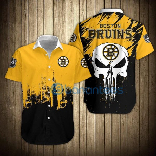 Boston Bruins Skull Short Sleeve Hawaiian Shirt Product Photo