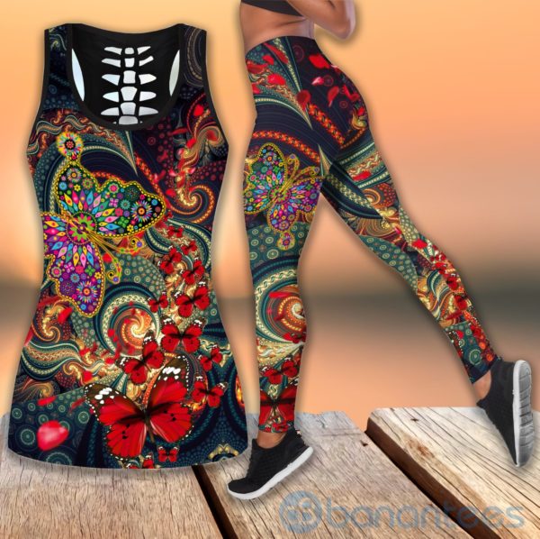 Butterfly Premium Hippe Tank Top Legging Set Outfit Product Photo