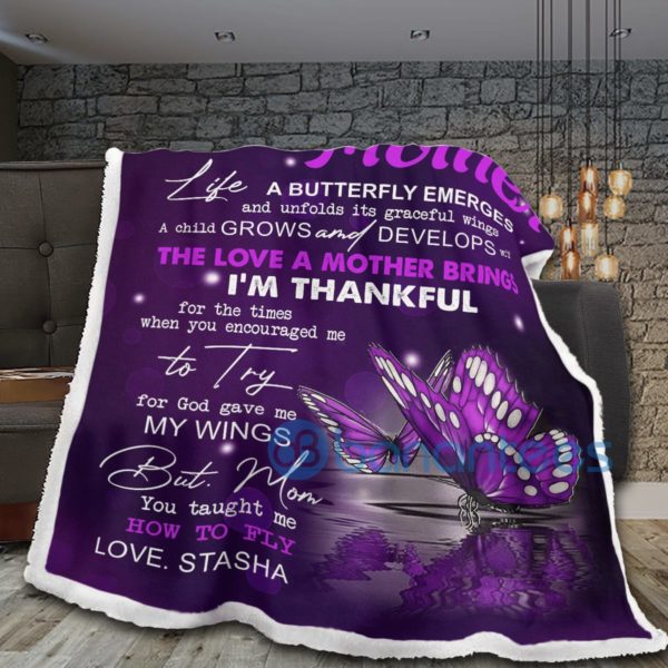 Butterfly To My Mother You Taught Me How To Flyt Love Sherpa Blanket Product Photo