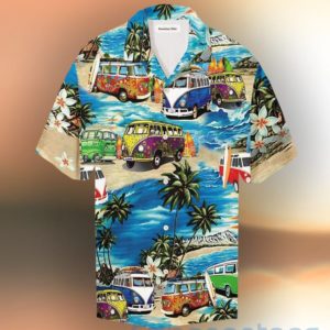 Camping Bus Island Aloha Tropical Hawaiian Shirt Product Photo