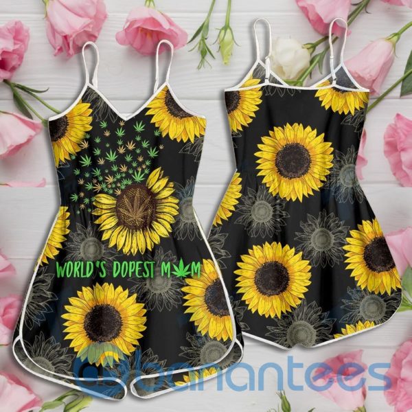 Cannabis Weed World's Dopest Mom Sunflower Rompers For Women Product Photo