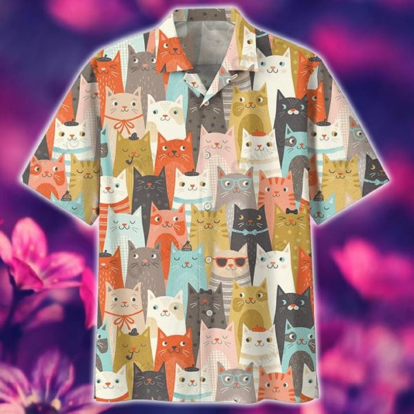 Cat Shirt The World Of Cats Art Hawaiian Shirt Summer Hawaiian Product Photo
