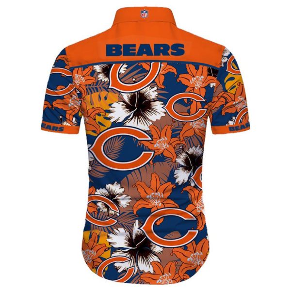 Chicago Bears Tropical Flower Short Sleeve Hawaiian Shirt Product Photo