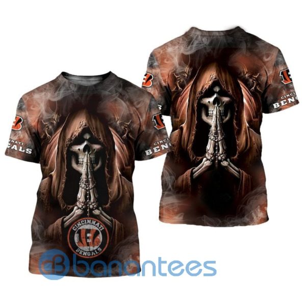 Cincinnati Bengals Background Skull Smoke All Over Printed 3D T Shirt Product Photo