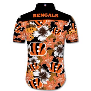 Cincinnati Bengals Tropical Flower Short Sleeves Hawaiian Shirt Product Photo