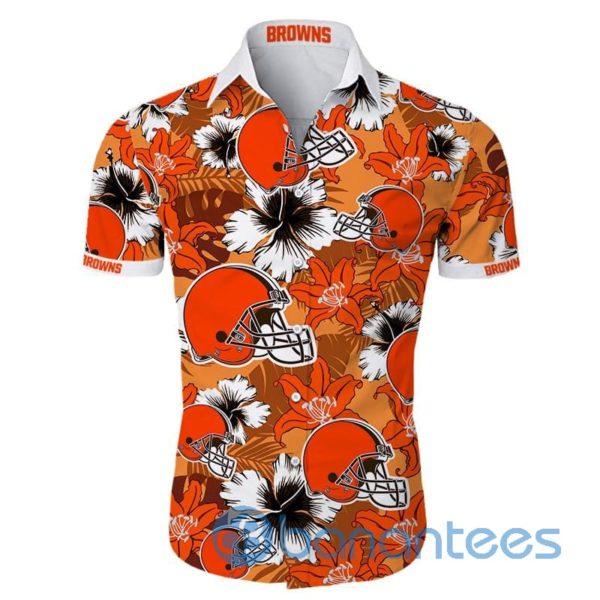Cleveland Browns Tropical Flower Short Sleeves Hawaiian Shirt Product Photo