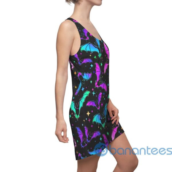 Colorful Bats Seamless Pattern Black Racerback Dress For Women Product Photo