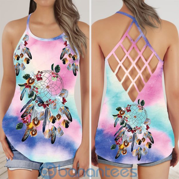 Colorful DreamCatcher Native American Criss Cross Tank Top Product Photo