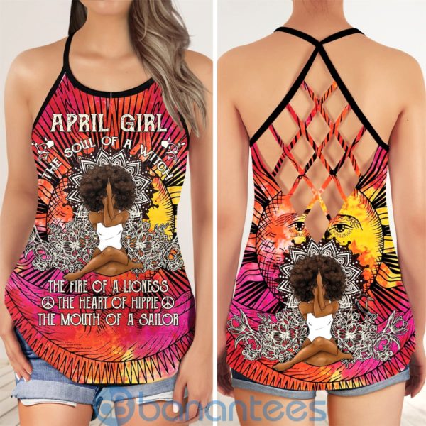 Custom Date Apirl Black Queen Hippie Girl Yoga Criss Cross Tank Top Product Photo