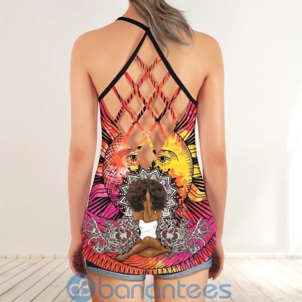 Custom Date Apirl Black Queen Hippie Girl Yoga Criss Cross Tank Top Product Photo