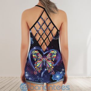 Custom Date February Butterfly Galaxy Floral Storm Whispered Criss Cross Tank Top Product Photo
