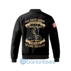 Custom Name All Gave Some Some Gave All US Army Veteran Fleece Bomber Jacket Product Photo