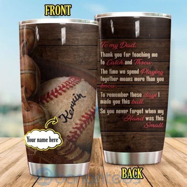 Custom Name Gift For Dad Baseball Catch And Throw Tumbler Product Photo