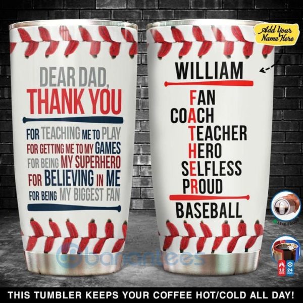 Custom Name Gift For Dad Baseball Coach Father Dad Tumbler Product Photo