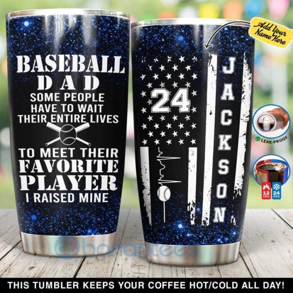 Custom Name Gift For Dad Baseball Dad My Favorite Player Tumbler Product Photo
