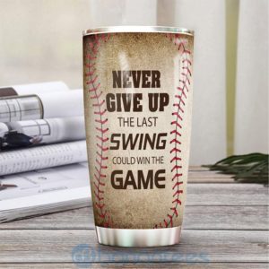 Custom Name Gift For Dad Baseball Never Give Up Tumbler Product Photo