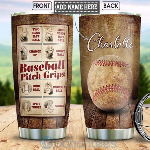 Custom Name Gift For Dad Baseball Pitch Grips Tumbler Product Photo