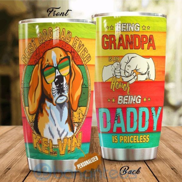 Custom Name Gift For Dad Beagle Dad Is Priceless Tumbler Product Photo