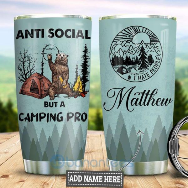 Custom Name Gift For Dad Bear Camping Pro Tumbler Product Photo