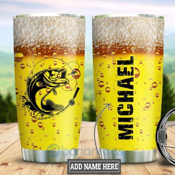 Custom Name Gift For Dad Beer Fishing Tumbler Product Photo