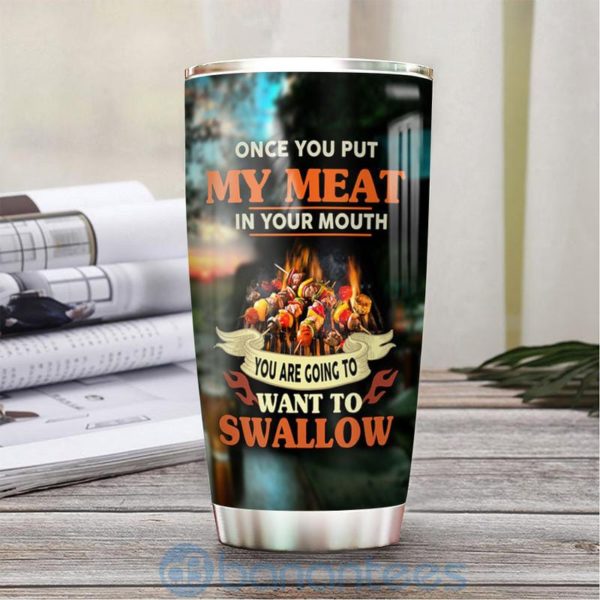 Custom Name Gift For Dad Beer Meat Camping Tumbler Product Photo
