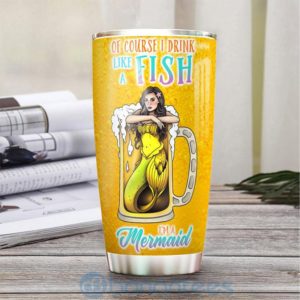 Custom Name Gift For Dad Beer Mermaid Tumbler Product Photo